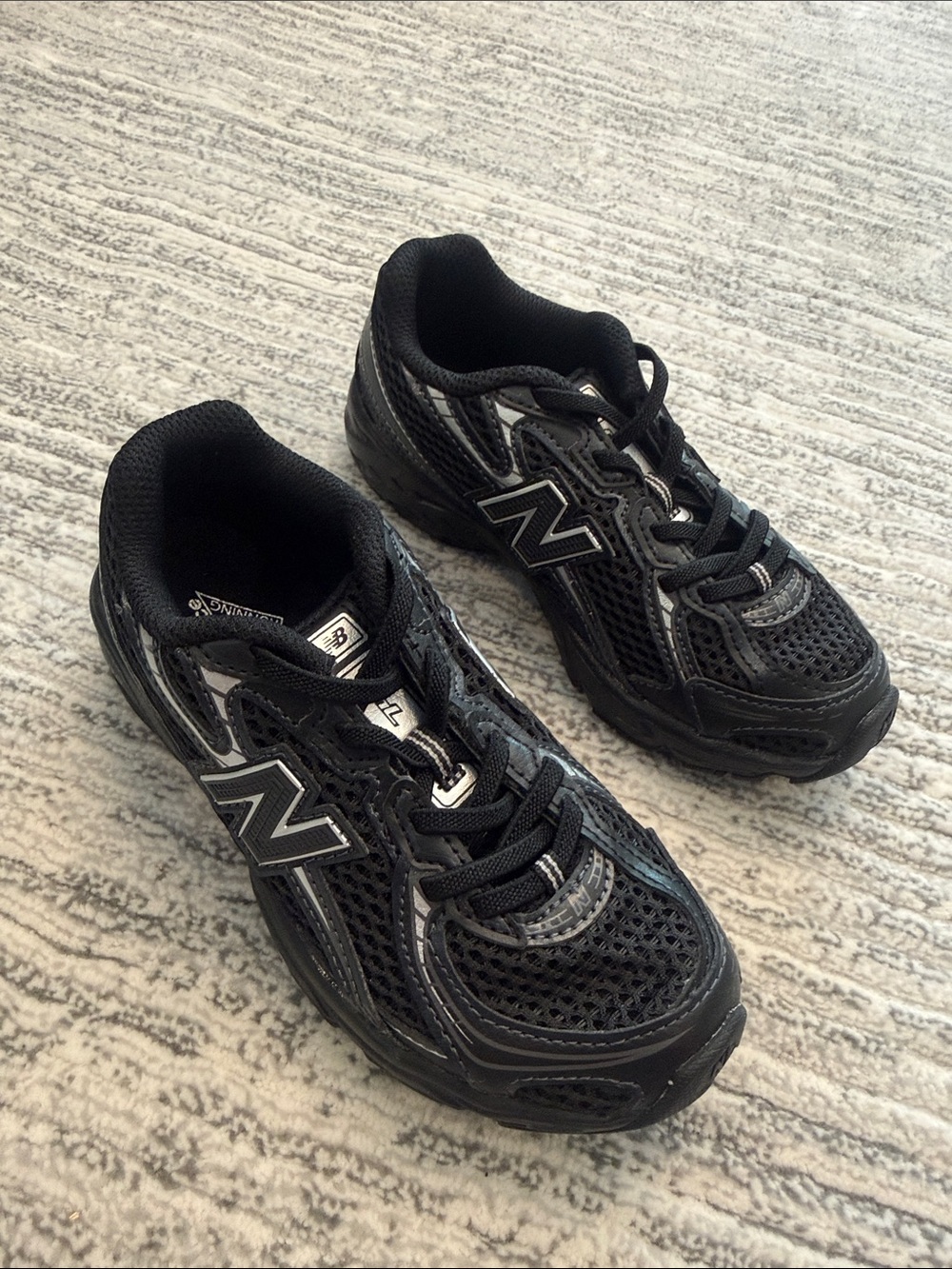 New Balance Kids Black and Gray Running Sneakers
